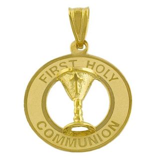 14k Yellow Gold First Holy Communion Charm