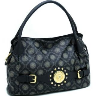 Designer Inspired Gold Studded Satchel Handbag w/ Front