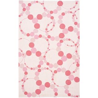 Handmade Childrens Bubbles Ivory/ Pink Wool Rug (5 x 8)
