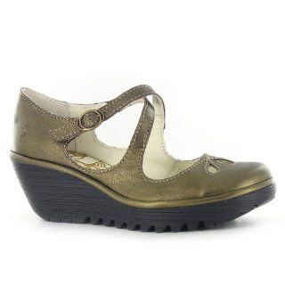 Fly London Yaz Bronze Leather Womens Shoes Shoes