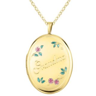 14k Gold and Sterling Silver Grandma Oval Locket Necklace