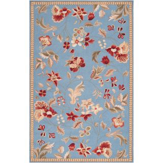 Hand hooked Blue Andre Wool Rug (8 x 10)