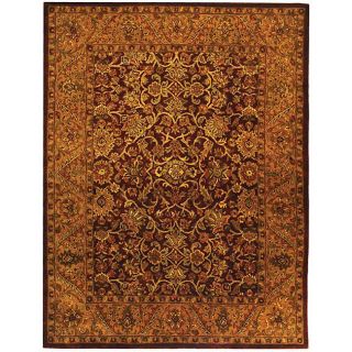 Handmade Taj Mahal Burgundy/ Gold Wool Rug (6 x 9)