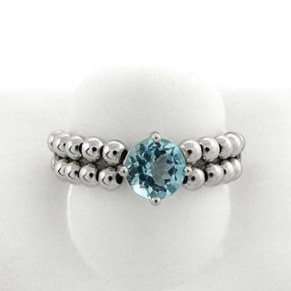 Sterling Silver Blue Topaz Beaded Stretch Ring