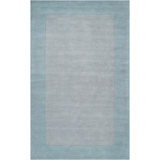 Hand crafted Light Blue Tone On Tone Bordered Decido Wool Rug (9 x 13