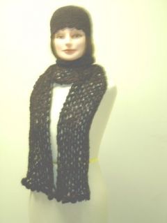 Sc131bp, Hand Crocheted Black and Plum Tweed Chenille 12
