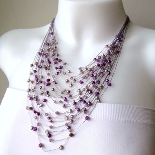 Layered Sophistication Freshwater Purple Pearls Necklace (Thailand