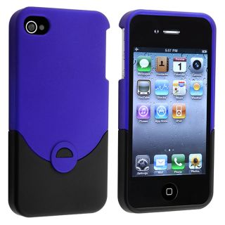 Blue/ Black Rear Snap on Rubber Coated Case for Apple iPhone 4/ 4S