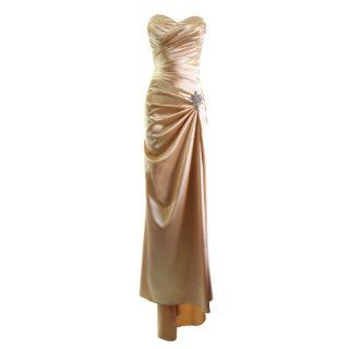 Strapless Long Satin Bandage Gown Bridesmaid Dress Prom Formal Crystal