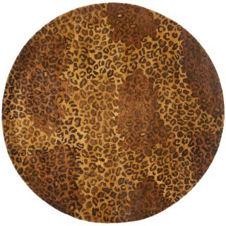 Handmade Leopard Gold/ Rust Hand spun Wool Rug (4 Round)