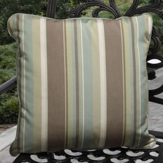 Clara Outdoor Green/ Brown Stripe Throw Pillows Made with Sunbrella