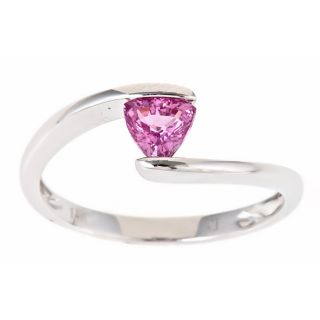 Yach 14k White Gold Trillion cut Pink Ceylon Sapphire Ring