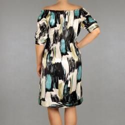 INES Collection Womens Plus Size Shirred Boat Neck Dress
