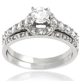 Tressa Sterling Silver Cubic Zirconia Bridal style Ring Set