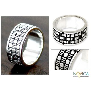 Sterling Silver Mens Binary Code Ring (Indonesia)