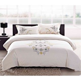Hyacinth Embroidered 3 piece Duvet Cover Set