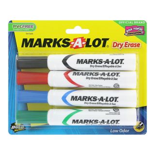 Marks A Lot Low Odor Chisel Tip Assorted Dry Erase Markers (Set of 4