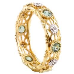 Michael Valitutti 14k Gold Green Apatite and Diamond Eternity Ring