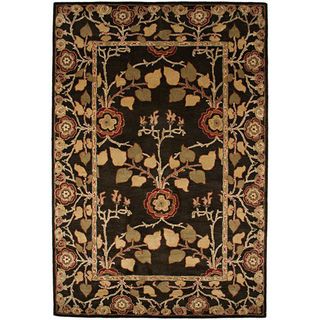 Hand tufted Coffee Brown/ Red Wool Rug (8 x 11)