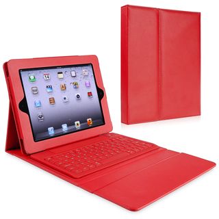 BasAcc Red Stand Leather Case with Bluetooth Keyboard for Apple iPad 2