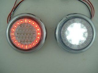 Euro Red White LED Combo Multi Function Round Stop Turn Tail Reverse