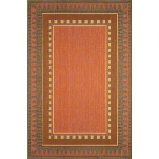 Dakota Terracotta Red Border Rug (710 x 910)