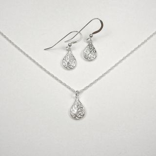 Jewelry by Dawn Filigree Teardrop Sterling Silver Necklace and Earring