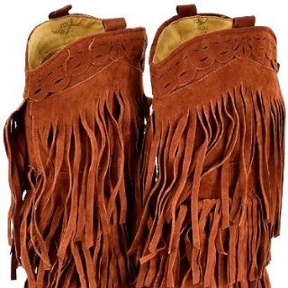 Yoki Fringe Brown Women Cowboy Boots
