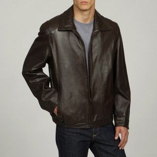 Collezione Mens Big and Tall New Zealand Lamb Leather Banded Jacket