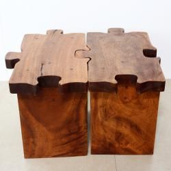 Hand carved Wooden Puzzle Piece Stool (Thailand)
