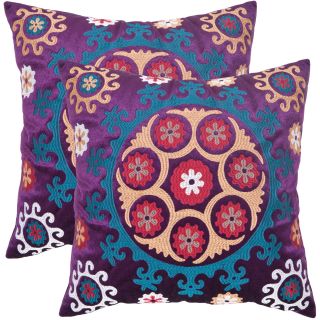 Contemporary Poly Dupione Red and Orange Square Pillows (Set of 2)