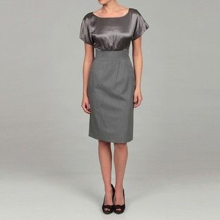 Tahari Womens Silvery/ Grey Empire Dress