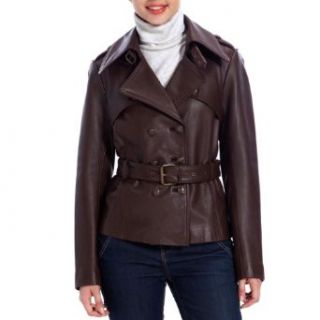 Jessie G. Womens Belted Safari Lambskin Leather Jacket