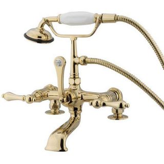 Deck mount Polished Brass Clawfoot Tub Faucet with Hand Shower Compare