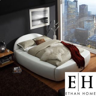 ETHAN HOME Yorkshire White Bonded Leather Modern Upholstered Bed