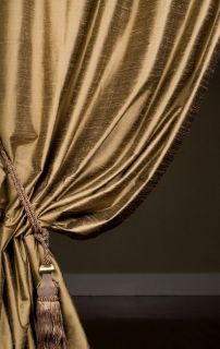 Signature Taupe/Gold Textured Silk 84 inch Curtain Panel