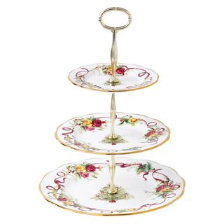 Royal Albert Old Country Roses Christmas Tree 3 Tier Cake Stand