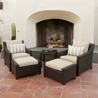 Slate 5 piece Club Chairs and Ottomans Patio Furniture Set
