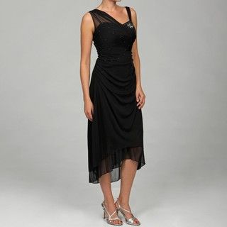 Scarlett Womens Black Beaded Sweet Heart Dress