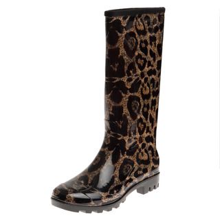 Henry Ferrera Womens Oversized Leopard Printed Rain Boots