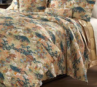Quilted Cotton Sateen Tea Time Toile Coverlet Home
