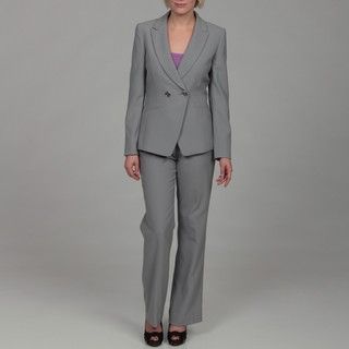 Tahari Womens Grey Double breasted Pant Suit