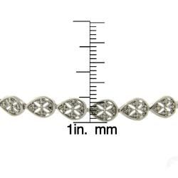 Sterling Silver Diamond Accent Teardrop Filigree Bracelet