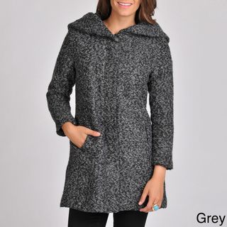 Excelled Womens Boucle Coat with Oversized Hood