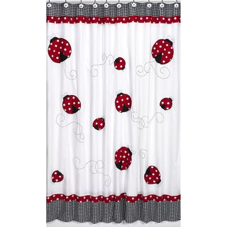 Polka Dot Ladybug Kids Shower Curtain