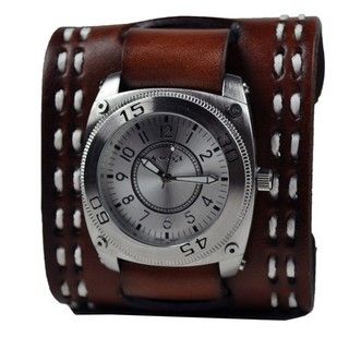 Nemesis Mens Silver Round Mix and Match Leather Watch