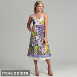 Ebene Womens Abstract Print Silk Sleeveless Dress Today $45.99