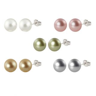 Stainless Steel Faux Shell Pearl 5 pair Stud Earring Set Today $26.19