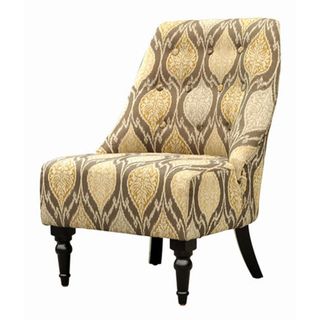 Ikat Brown Chenille Fabric Club Chair