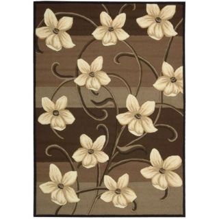 Hand hooked Brown Paradise Floral Rug (73 x 93)